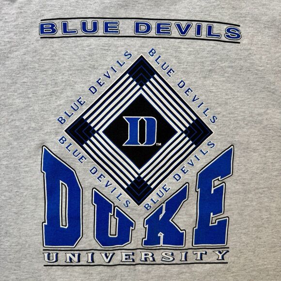Vintage Duke Blue Devils Hoodie Tee XL 90s All Star Designs USA Single Stitch - Picture 2 of 7